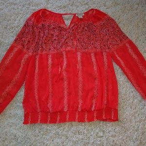 Lucky Brand Size XL Sheer Orange Top